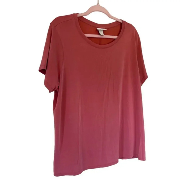 Ava & Viv Loose Fit Soft Fabric Coral T-Shirt Size. 1x - Picture 3 of 6